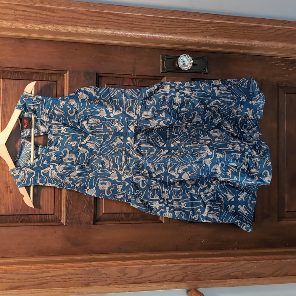 Folter blue cotton skeleton dress sz XL